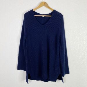 J. Jill Navy Blue Cotton Wool Blend Knit Pullover Sweater